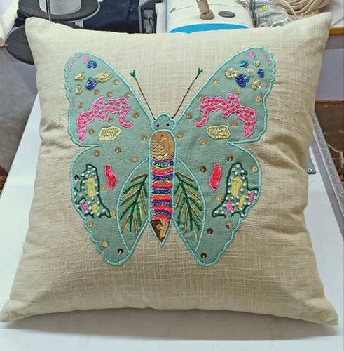Butterfly Embroidery Cotton Cushion Cover