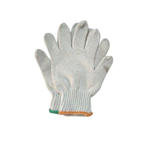 White And Yellow Cold Resistant Knitted Cotton Safety Gloves