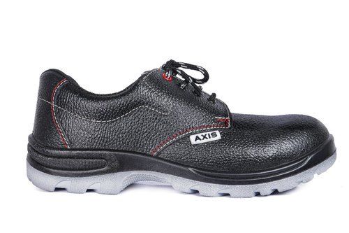 Black Double Density Industrial Leather Safety Shoes