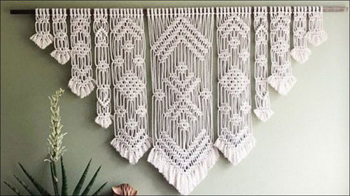 White Decorative Handmade Macrame Wall Hanging