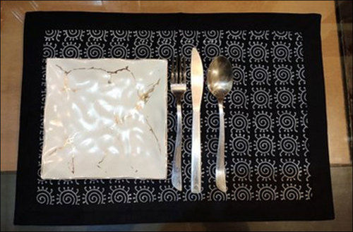 Brown Rectangular Black Table Placemat