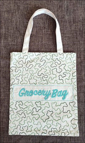 White Embroidery Grocery Bag