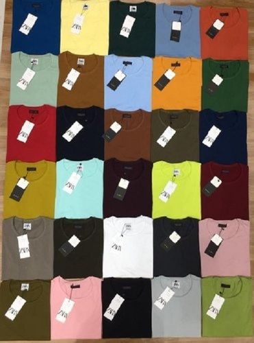 Casual Wear Multi Colour Regular Fit Half Sleeves Round Neck Plain Mens T-shirt