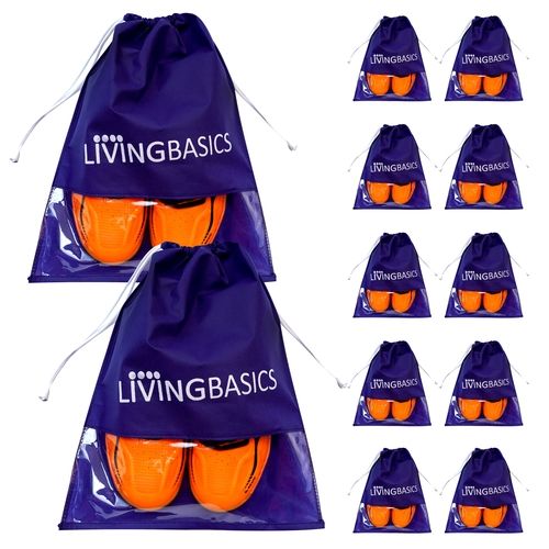 Without Handle Livingbasics Shoe Cover Bags (Non Woven- Navy Blue, 12 Pieces)