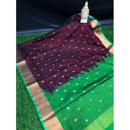 Any Color Maroon & Green Chanderi Saree