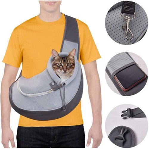 Reflective Pet Sling Carrier Breathable Mesh Travel Safe Sling Bag