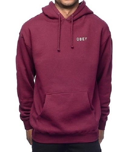 Winter Casual Wear Full Sleeves Maroon Pink Mens Plain Cotton Hoodies