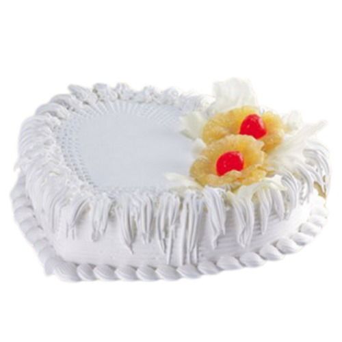 Unique Attractive Style Baked Delicious Proof Heart Shaped With Creamy Flower On Top Pineapple Cake Shelf Life: 3 To 5 Days