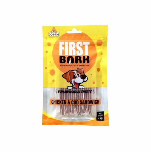 Chicken Flavour First Bark Jerky (Chicken And Cod Sandwich), All Life Stages Dogs