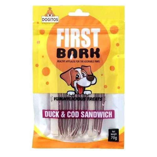 First Bark Jerky (Duck And Cod Sandwich), Use As A Treat Or Training Reward