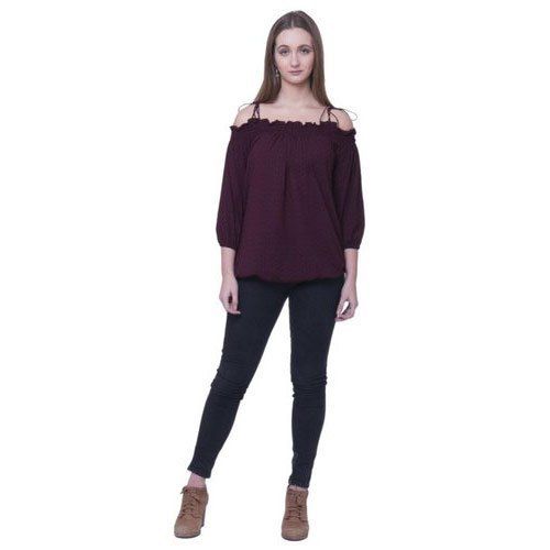 Ladies Off Shoulder Casual Wear Plain Top