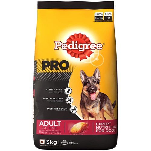 Pedigree Active Adult Dog Food 3 Kg, Help Promote Digestive Health In Dogs