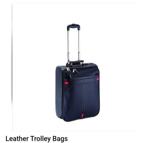 Leather Trolley Bags with Metal Handle and Attached Wheels 