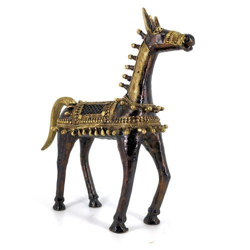 Natural Brass Horse Statue 10 Inch