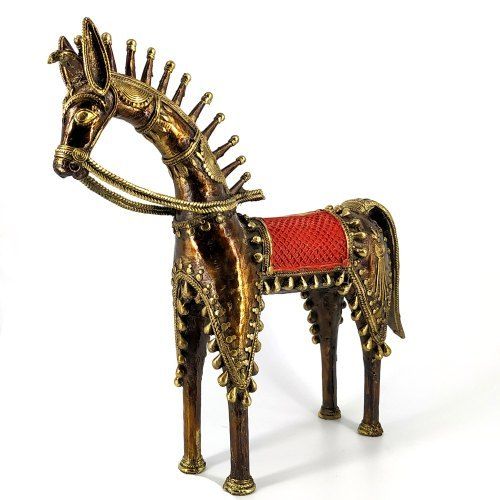 Natural Brass Horse Statue (11" Length)