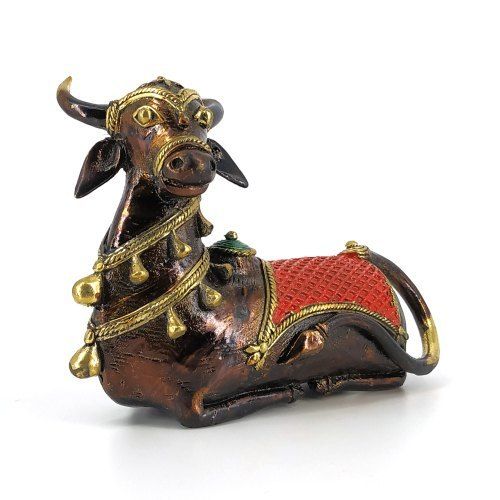 Brown Dhokra Art Brass Artifacts Nandi 1.3 Kg