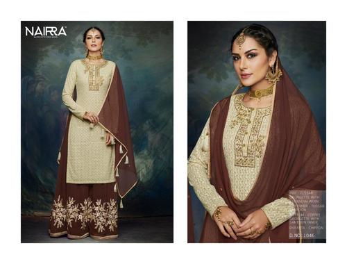 Beige Nairra 1046 Georgette Embroidery Work Salwar Suits