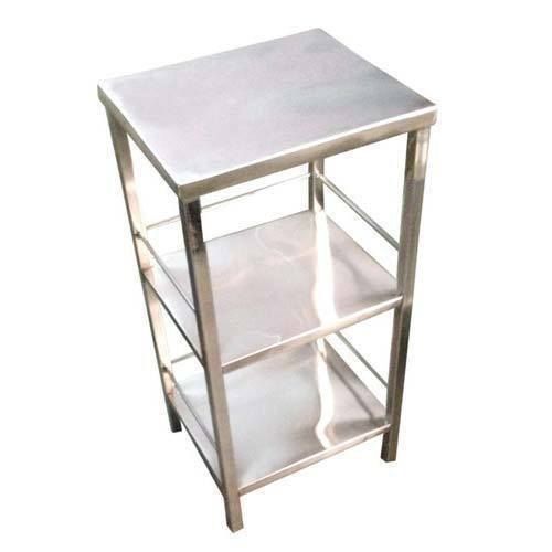 Three Shelves Stainless Steel Hospital Bedside Table Dimension(L*W*H): 390 Mm X  360 Mm X  760 Mm Millimeter (Mm)