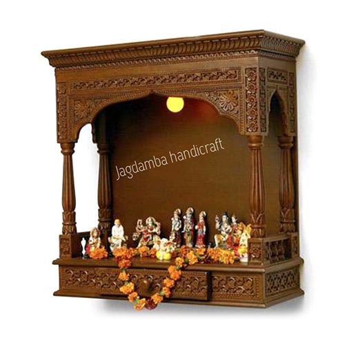 Handmade Wooden Carved Pooja Cabinet