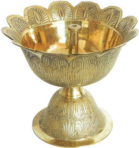 Gold Plated Diya Stand 3 Inch