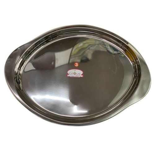 Silver Oval Shape Stainless Steel Serving Tray