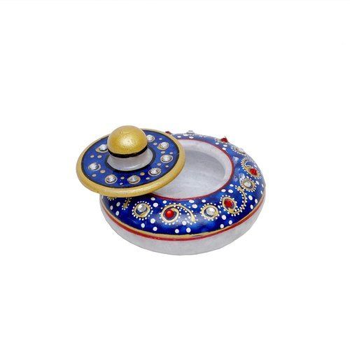 Multi Color Decorative Traditional Marble Kumkum Box