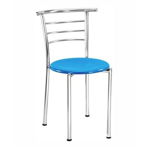 Stainless Steel Round Cafeteria Chair (Silver & Sky Blue)