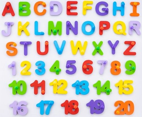 Multicolor Capital Alphabets With Numerical Numbers Wooden Tray Puzzle With Knows