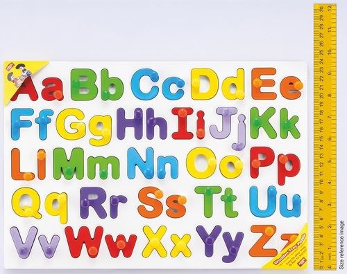 Multicolor Capital And Small Alphabets Wooden Puzzles Game With Knobs