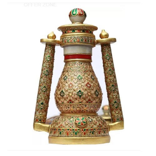 Antique Marble Lantern - 12 Inch Multi Color Minakari Design | Indoor Decoration, Polished Finish, Elegant Home Accent