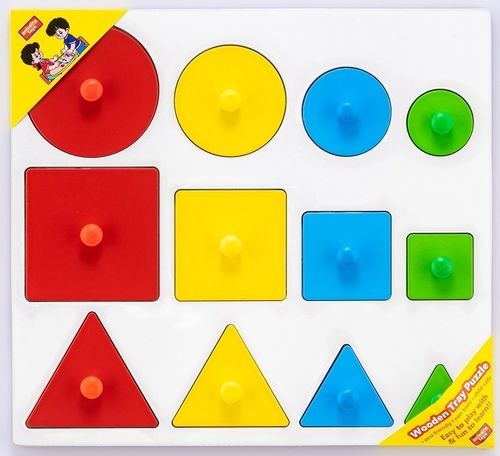 Shape And Size Seriation Wooden Tray Puzzle With Knobs