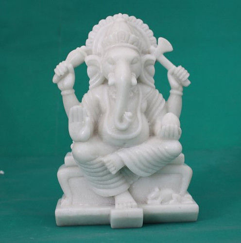 Sculpture White Marble Ganesh Statue 3Kg