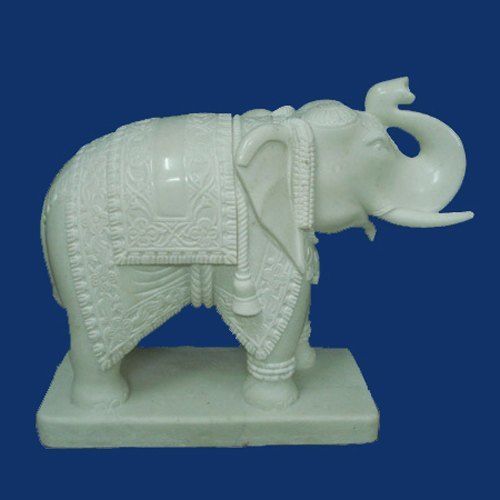 White Marble Hand Carved Elephant Statue