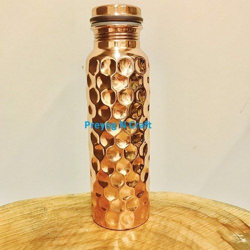 Diamond Round Design Polished Copper Bottle