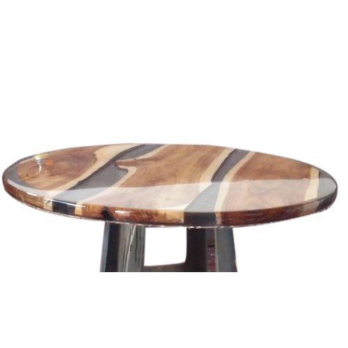 Brown Glossy Finish 2 Feet Wooden Round Table