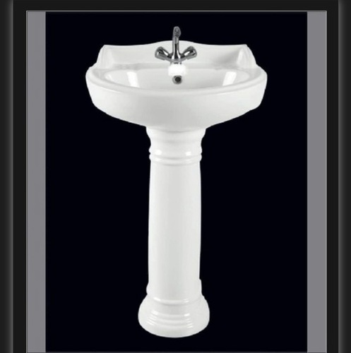 White Modern Style Ceramic Basin With Pedestal