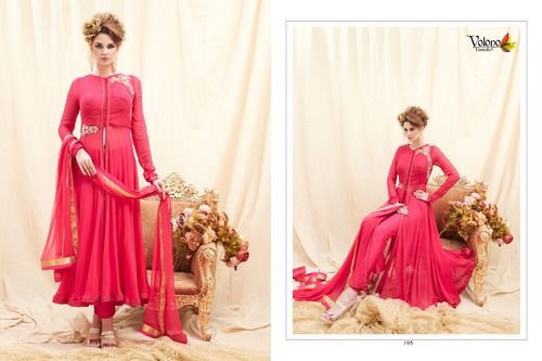 Dark Pink Volono 193 Tafeta Silk Long Salwar Suits