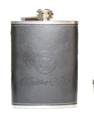 Black Brown Leather Hip Flask