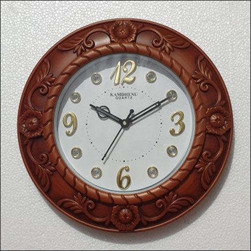 Brown Wall Mounted Round Shape Wall Clock