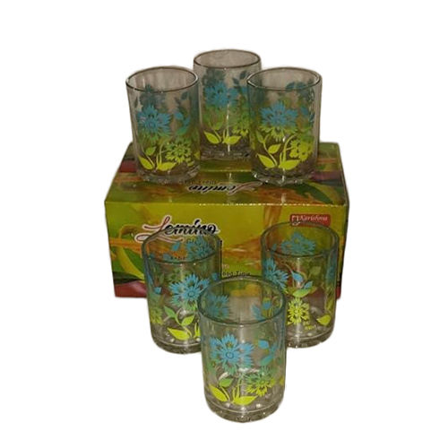 6 Pieces Tota Printed Glass - Color: Transparent