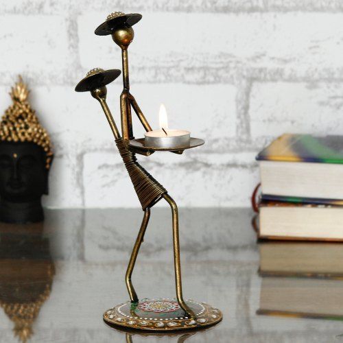 Metal Antique Lady T Light Candle Holder