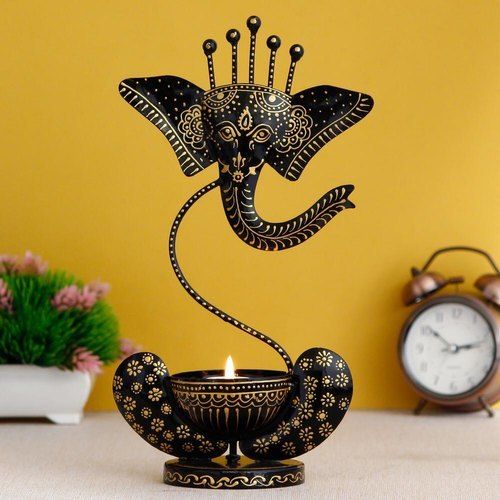 Metal Black Lord Ganesha Multi T Light Holder