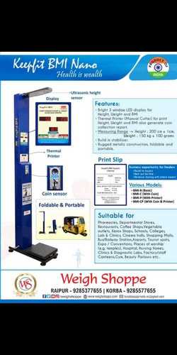 Keepfit- Height Weight & BMI Scale With Coin And Printer, Model  Name/Number: Keepfit Bmi- Cp