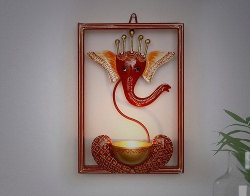 Various Colors Are Available Lord Ganesha Tealight Holder Wall Hanging