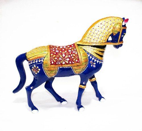 Sculpture Metal Meenakari Horse Painting Indian Statues And Figurines