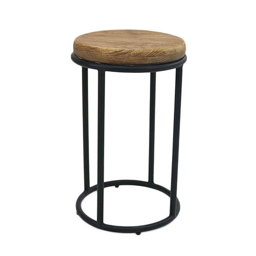 Perfect Shape Round Metal Side Table With Wooden Seat