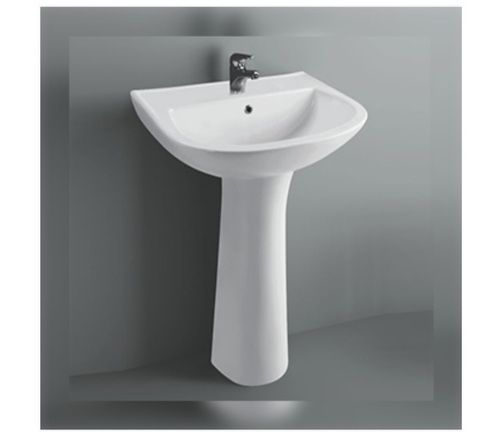 White Rectangular Shape Pedestal Wash Basin