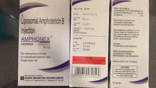 Amphonex - 50mg Injection, Liquid Form of Amphotericin B | Highly Effective Anti-Bacterial, Long Shelf Life, Timely Delivery, Tested to Medical Industry Norms