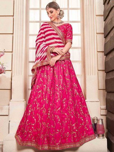 YOYO FASHION Wedding Wear Latest Designer Banglory Satin Embroidered Light  Pink Lehenga Choli at Rs 1050 in Surat