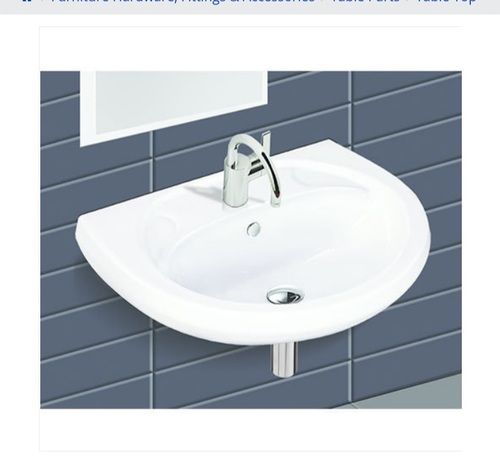 White Ceramic Wash Basin With Single Tap